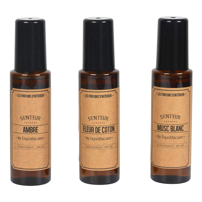 Home Deco Factory Vaporizador de Perfume Apothicaire 100 ml - Aromas Almizcle Blanco, Flor de Algodón, Ámbar