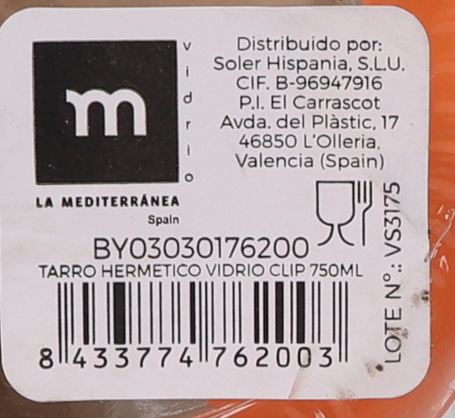 La Mediterranea Tarro Hermético Vidrio Clip 750 ml (12 Unidades)