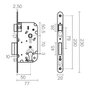 CISA Cerradura de Embutir CRE05 para Puerta de Madera con Canto Redondo, Entrada 50 mm, Entre Ejes 70 mm, Acabado Latonado, Cilindro Perfil Europeo No Incluido