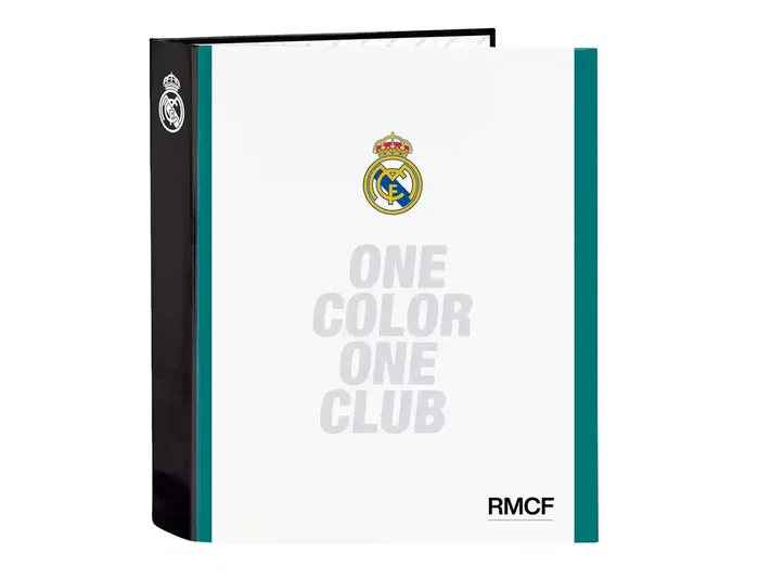Safta Carpeta de Anillas Real Madrid 26/27 Tamaño Folio con Lomo Ancho 6cm