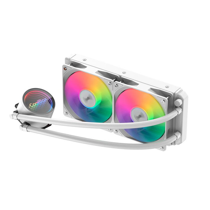 Coolbox Infinite Liquid Kit de Refrigeración Líquida para CPU 240mm Blanco, Ventiladores ARGB, Bomba con Efecto Espejo, Compatible Intel y AMD Coolbox Infinite Liquid Kit de Refrigeración Líquida para CPU 240mm Blanco, Ventiladores ARGB, Bomba con Efecto Espejo, Compatible Intel y AMD