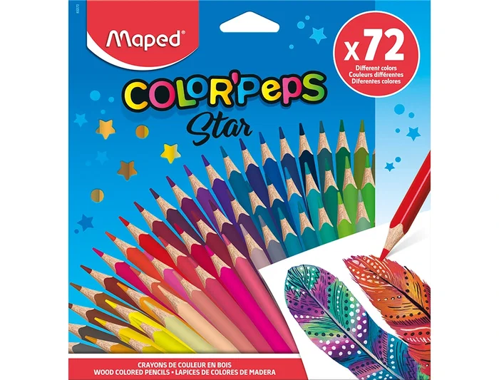 Maped Lápices de Colores Madera 72 Colores Surtidos Color Peps Star Caja de Cartón