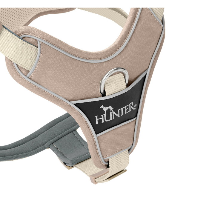 Hunter Arnés Divo Up para Perros, Talla S-M (Cuerpo Ajustable 52-68 cm), Color Beige, Con 5 Puntos de Ajuste y Material Reflectante