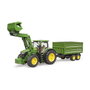 BRUDER John Deere 7R 350 con cargador frontal y remolque de eje tándem