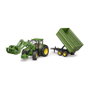 BRUDER John Deere 7R 350 con cargador frontal y remolque de eje tándem