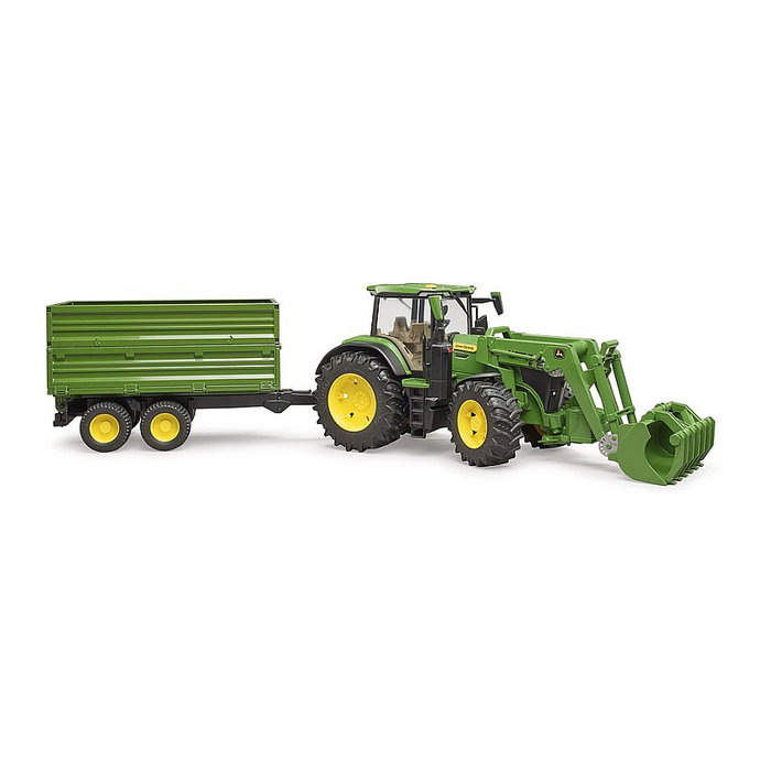 BRUDER John Deere 7R 350 con cargador frontal y remolque de eje tándem BRUDER John Deere 7R 350 con cargador frontal y remolque de eje tándem