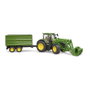BRUDER John Deere 7R 350 con cargador frontal y remolque de eje tándem