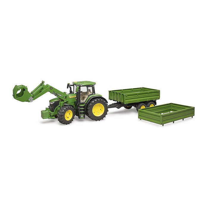 BRUDER John Deere 7R 350 con cargador frontal y remolque de eje tándem BRUDER John Deere 7R 350 con cargador frontal y remolque de eje tándem