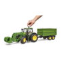 BRUDER John Deere 7R 350 con cargador frontal y remolque de eje tándem