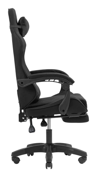Mars Gaming MGC-X Silla Gaming Ergonómica Negra con Reposapiés, Inclinación 90-135°, Reposabrazos Ajustables, Soporte Lumbar y Cervical, 120kg Máx, 5 Ruedas