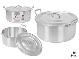 KINVARA Cacerola de Aluminio de 15 L, 34 cm, Plata (Pack de 2)