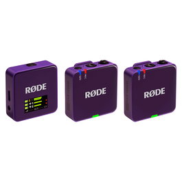 Rode Microphones Wireless GO (Gen 3) Micrófono Inalámbrico de Solapa, Diadema y Mano, 2 Canales, 260 m Alcance, Batería Recargable - Color Lila