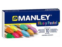 Manley Estuche de 10 Ceras Blandas con Colores Flúor y Pastel