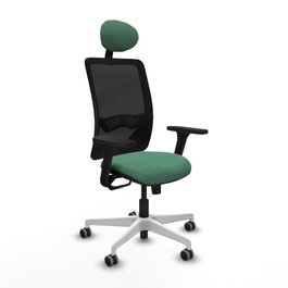 PIQUERAS Y CRESPO Silla de oficina Zulema con mecanismo Sincro, Verde esmeralda y Negro