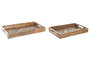DKD Home Decor Set de 2 Bandejas de Mango Buda Decapé Marrón 43x27,5x7,5 cm