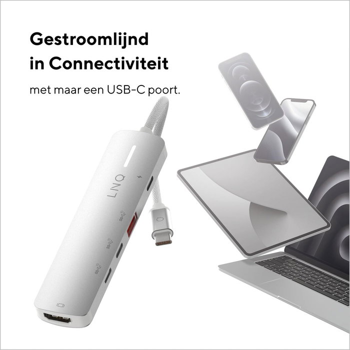 Linq Hub USB-C 5 Puertos Pro 140W Gris con USB 3.2, HDMI y PD Linq Hub USB-C 5 Puertos Pro 140W Gris con USB 3.2, HDMI y PD