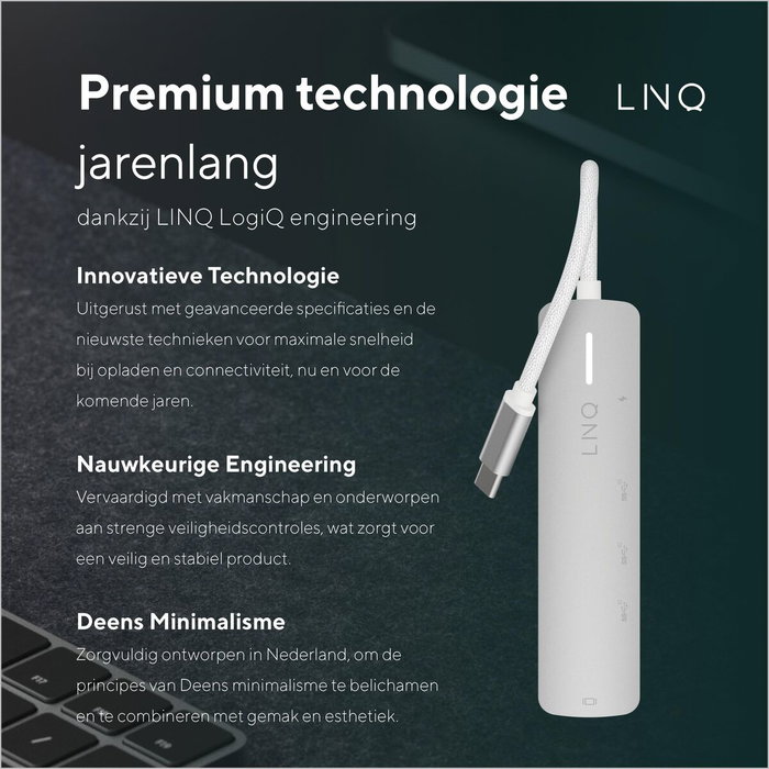 Linq Hub USB-C 5 Puertos Pro 140W Gris con USB 3.2, HDMI y PD Linq Hub USB-C 5 Puertos Pro 140W Gris con USB 3.2, HDMI y PD