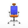 PIQUERAS Y CRESPO Silla de oficina Motilla con mecanismo Sincro, Naranja y Azul