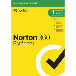 Norton 360 Standard - Antivirus, VPN, Firewall y Copia de Seguridad en la Nube - Licencia de 1 Dispositivo - Compatible con PC - Versión en Español