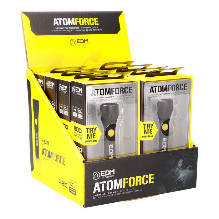 EDM Atom Force Linterna LED Recargable Mini, 10W 420 Lúmenes, Aluminio, USB-C, 5 Modos, IP44