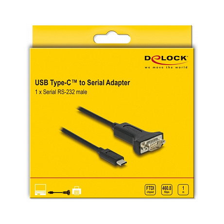 DeLOCK Adaptador USB Type-C a 1 x Serial RS-232 D-Sub 9 pin con tuercas 1 m DeLOCK Adaptador USB Type-C a 1 x Serial RS-232 D-Sub 9 pin con tuercas 1 m
