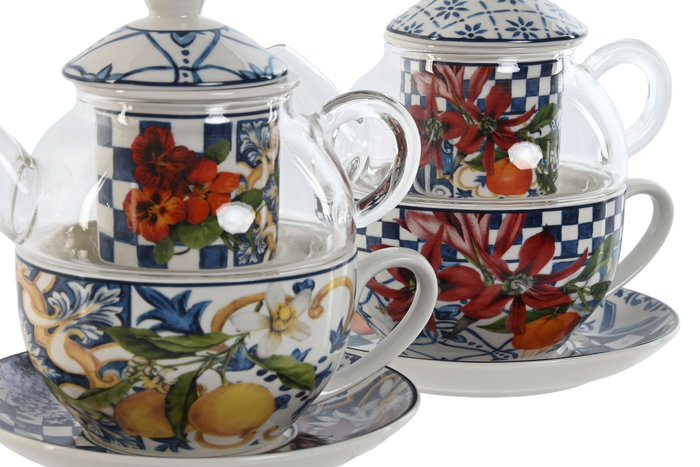 DKD Home Decor Tetera de Porcelana Azulejos Limones 24, 250ml, Pack de 2 DKD Home Decor Tetera de Porcelana Azulejos Limones 24, 250ml, Pack de 2