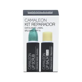 CAMALEON COSMETICS Kit Reparador Labial con Exfoliante, Aroma a Melón, Bálsamo Hidratante para Labios Agrietados, Tratamiento Completo en 2 Pasos