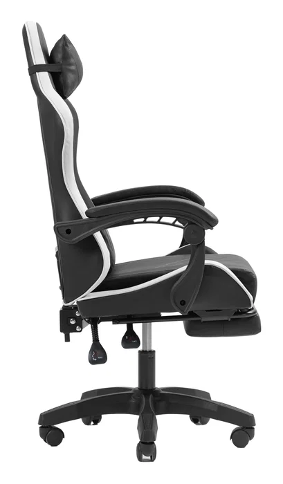 Mars Gaming Silla Gaming MGC-X, Negro y Blanco, Reclinable 135°, Altura Ajustable, Reposabrazos Dinámicos, Reposapiés, Cojín Lumbar y Cervical, Ergonómica para PC y Escritorio