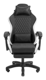 Mars Gaming Silla Gaming MGC-X, Negro y Blanco, Reclinable 135°, Altura Ajustable, Reposabrazos Dinámicos, Reposapiés, Cojín Lumbar y Cervical, Ergonómica para PC y Escritorio