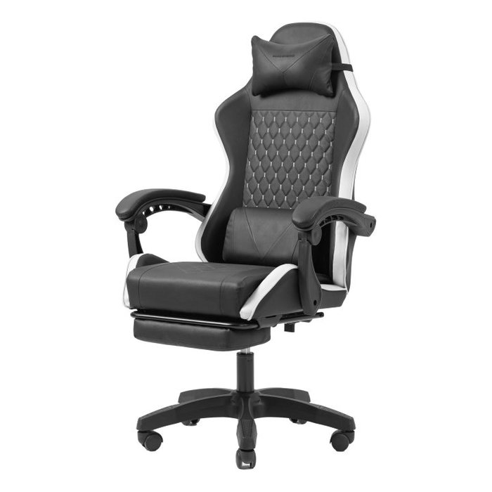 Mars Gaming MGCXBBL Silla Gamer Reclinable Negra y Blanca con Reposabrazos Ajustable y Reposapiés