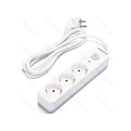 Aigostar Regleta Protectora Serie L de 3 Tomas con Interruptor, 1.5 m, Blanca