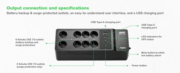APC BE1050G2-GR 1,05 kVA 600 W Negro APC BE1050G2-GR 1,05 kVA 600 W Negro