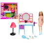Barbie Set de Juego Totally Hair Salón de Belleza con Muñeca de Pelo que Cambia de Color y 15+ Accesorios