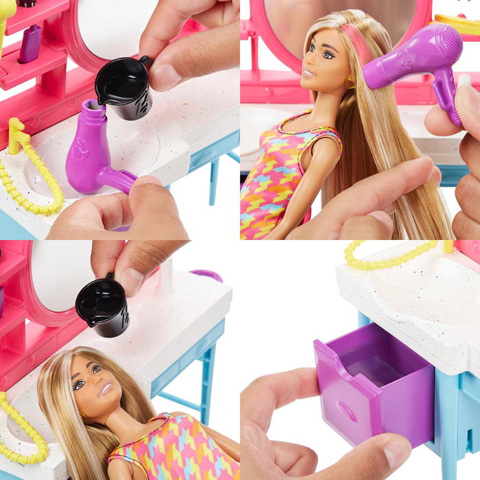 Barbie Set de Juego Totally Hair Salón de Belleza con Muñeca de Pelo que Cambia de Color y 15+ Accesorios Barbie Set de Juego Totally Hair Salón de Belleza con Muñeca de Pelo que Cambia de Color y 15+ Accesorios