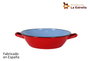 La Estrella Paellera honda bordonada de 32 cm, color rojo, diámetro 33.3 cm, altura 8.8 cm, de acero con tratamiento antiadherente (4 Unidades)