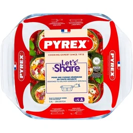 Pyrex® Fuente Cuadrada Let'S Share 29,2x22,7x6,8 cm en Vidrio Transparente