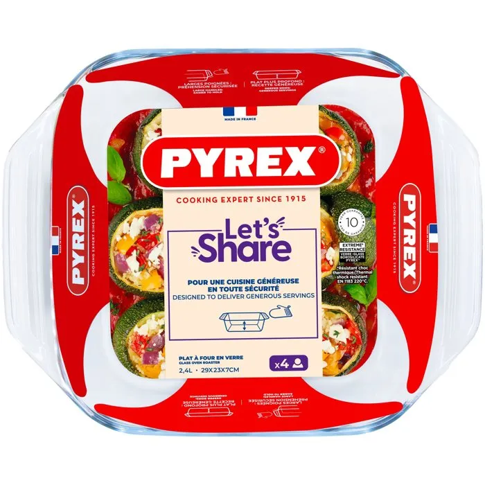 Pyrex® Fuente Cuadrada Let'S Share 29,2x22,7x6,8 cm en Vidrio Transparente Pyrex® Fuente Cuadrada Let'S Share 29,2x22,7x6,8 cm en Vidrio Transparente