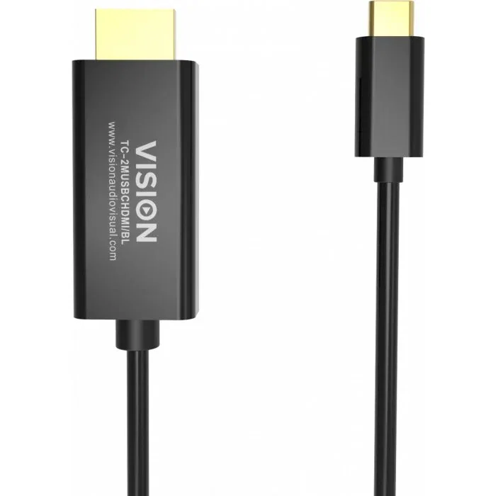 Vision Cable Vision TC 2MUSBCDP8K/BL DisplayPort a USB Tipo C 2 Metros Macho-Macho 8K Negro