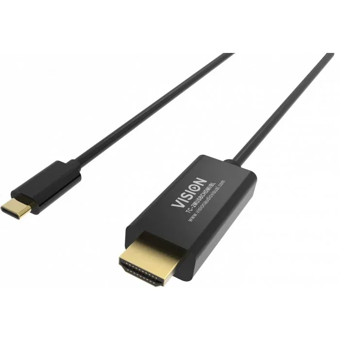 Vision Cable Vision TC 2MUSBCDP8K/BL DisplayPort a USB Tipo C 2 Metros Macho-Macho 8K Negro