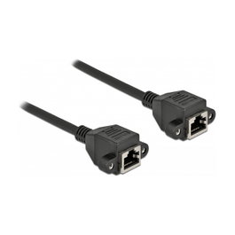DeLOCK Cable de extensión de red Cat.6A S/FTP RJ45 hembra a RJ45 hembra, 25 cm, Negro