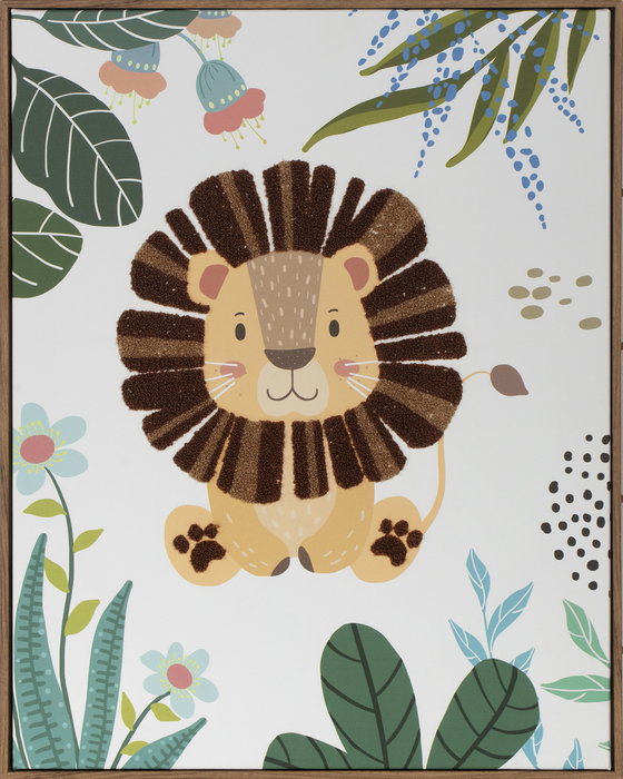 DKD Home Decor Cuadro Animal Selva Lienzo Poliester PS Verde Blanco Naranja 3 x 50 x 40 cm (3 Unidades)