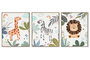 DKD Home Decor Cuadro Animal Selva Lienzo Poliester PS Verde Blanco Naranja 3 x 50 x 40 cm (3 Unidades)