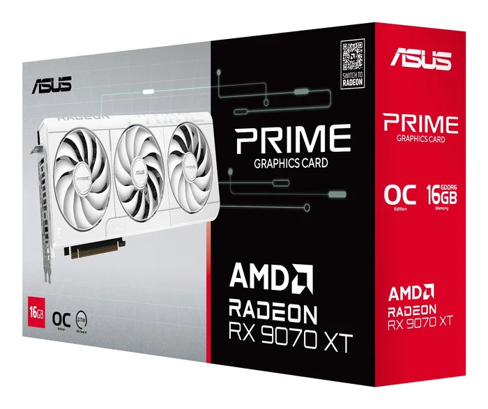 ASUS Prime Radeon RX 9070 XT 16GB GDDR6 White OC