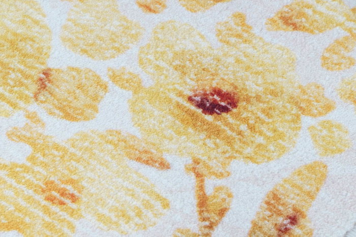 DKD Home Decor Alfombra Tropical Amarillo Blanco Poliester Algodon Flores 240 x 0.7 x 60 cm (2 Unidades)