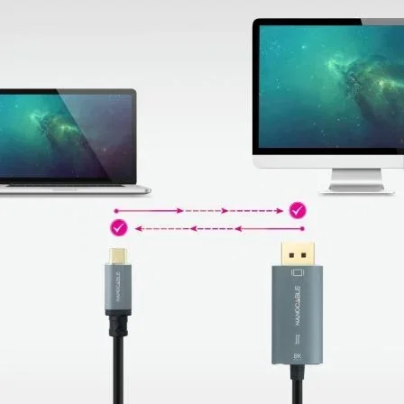 Nanocable Cable Conversor USB-C a DisplayPort 8K 2m Negro 10.15.5022 - Compatible 7680x4320 60Hz, 4K 144Hz, HDR10, HDR10+, macOS, Windows