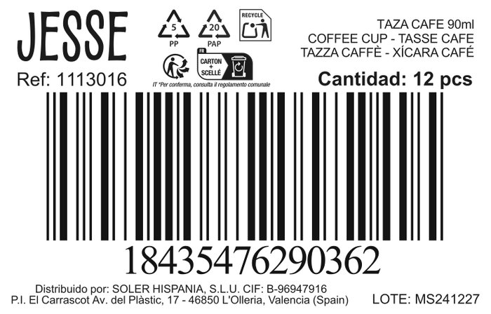Inde Taza de Café Jesse 90ml Surtido 3 Colores