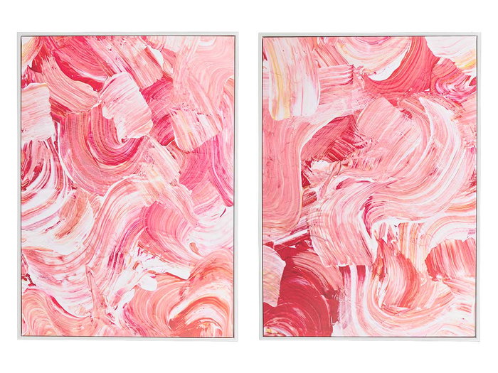 Giftdecor Cuadro Lienzo Marco Blanco Aguas Rojas 50x70 cm (Set de 2)