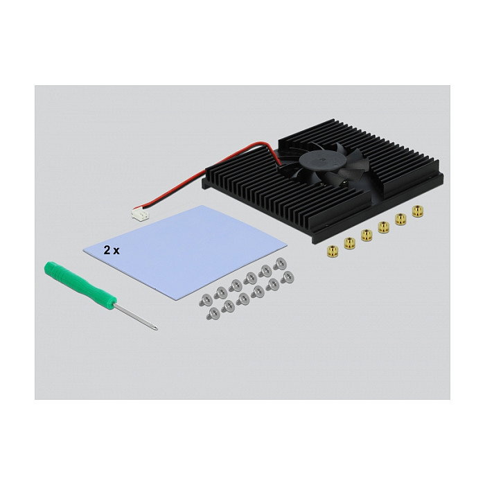 DeLOCK 90409 Tarjeta PCI Express x8/x16 para 4 Unidades NVMe M.2 Internas - PCIe 3.0, Enfriamiento Activo con Ventilador, Compatible con Windows y Linux