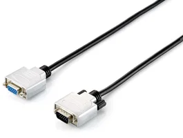 Equip 118852 Cable de extensión VGA SVGA 5 m, Macho-Hembra, con Blindaje Magnético, Negro y Plata