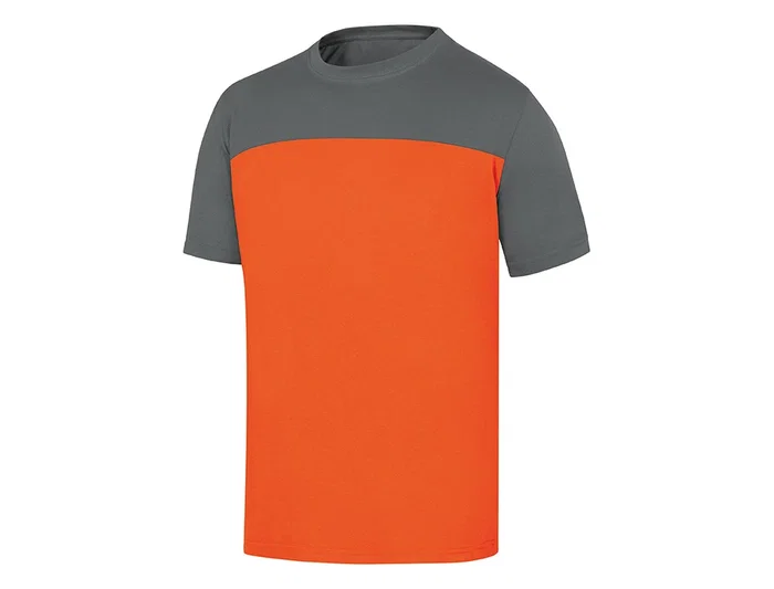 Deltaplus Camiseta de Algodón Bicolor Gris/Naranja Talla L Manga Corta 180g/m²